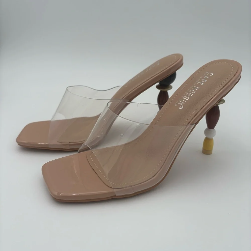 Cape Robbin Clear Strap Beaded Heel Sandals | NWT | size 7.5 Statement Heels - Picture 2 of 14